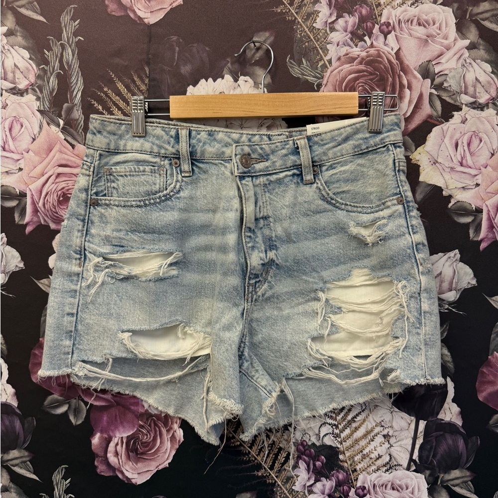 American Eagle Outfitters Blue Jean Shorts Distressed Cut-Off